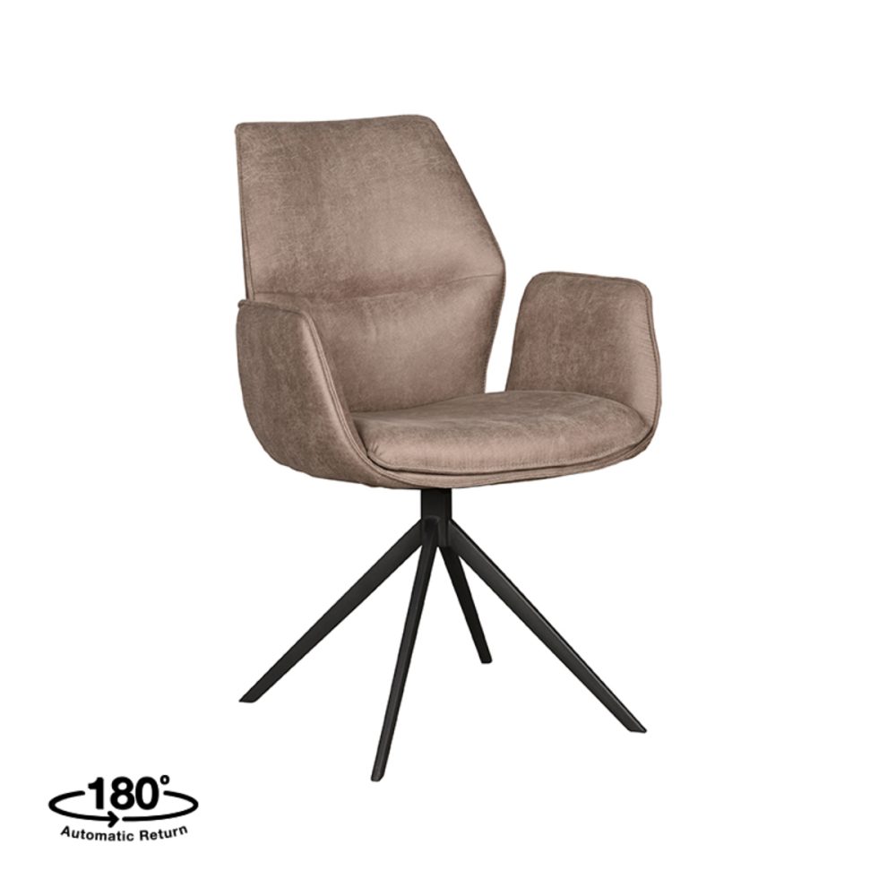 Eetkamerstoel Mellow - Taupe - Micro Suede - Black Frame