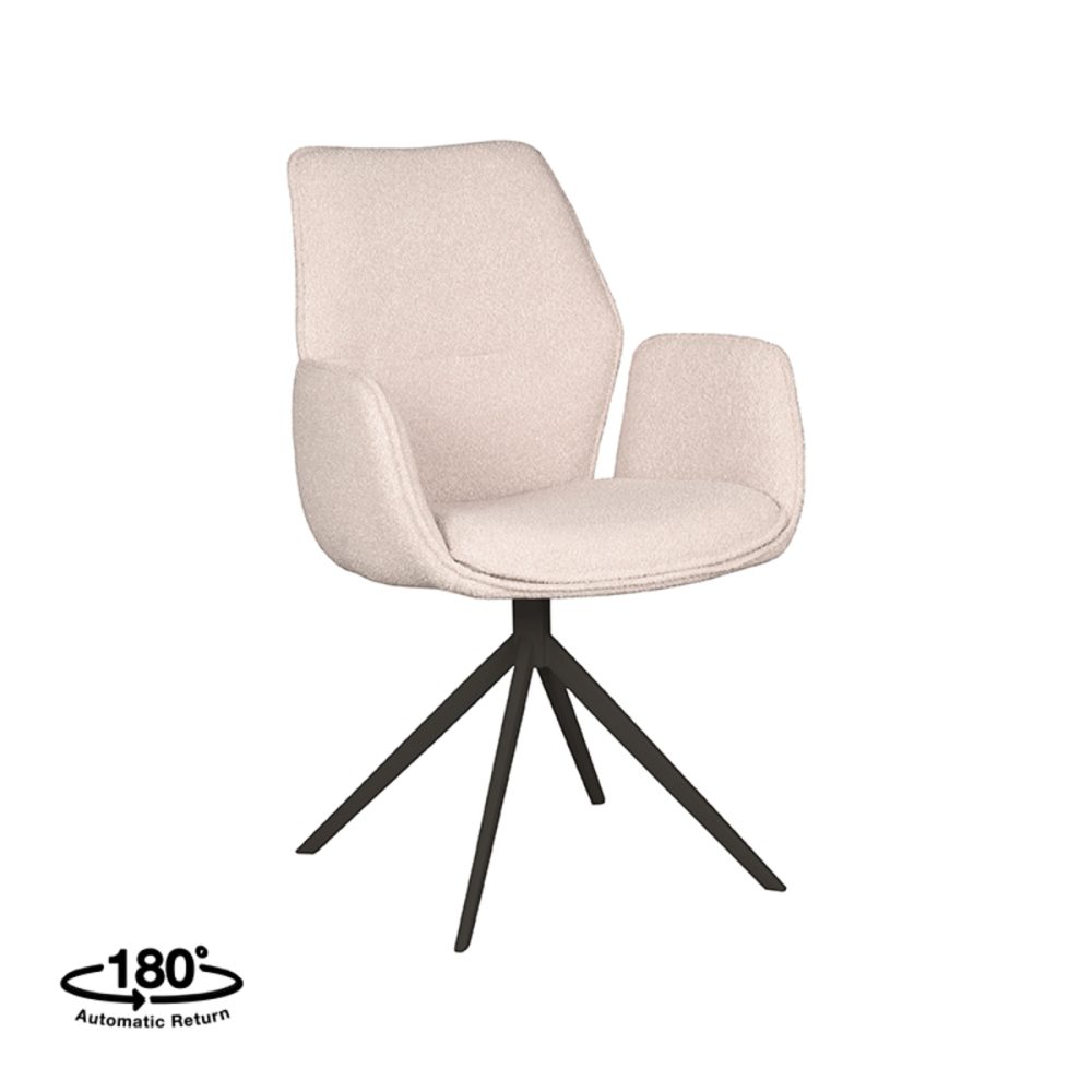 Eetkamerstoel Mellow - Naturel - Boucle - Black Frame