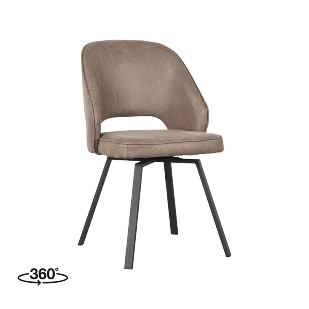 Eetkamerstoel Lewis - Taupe - Micro Suede - Black Frame