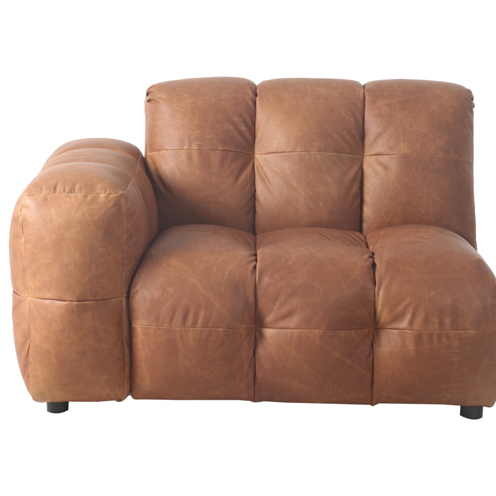 Sofa Element Hackman With Arm Left Leather Cognac
