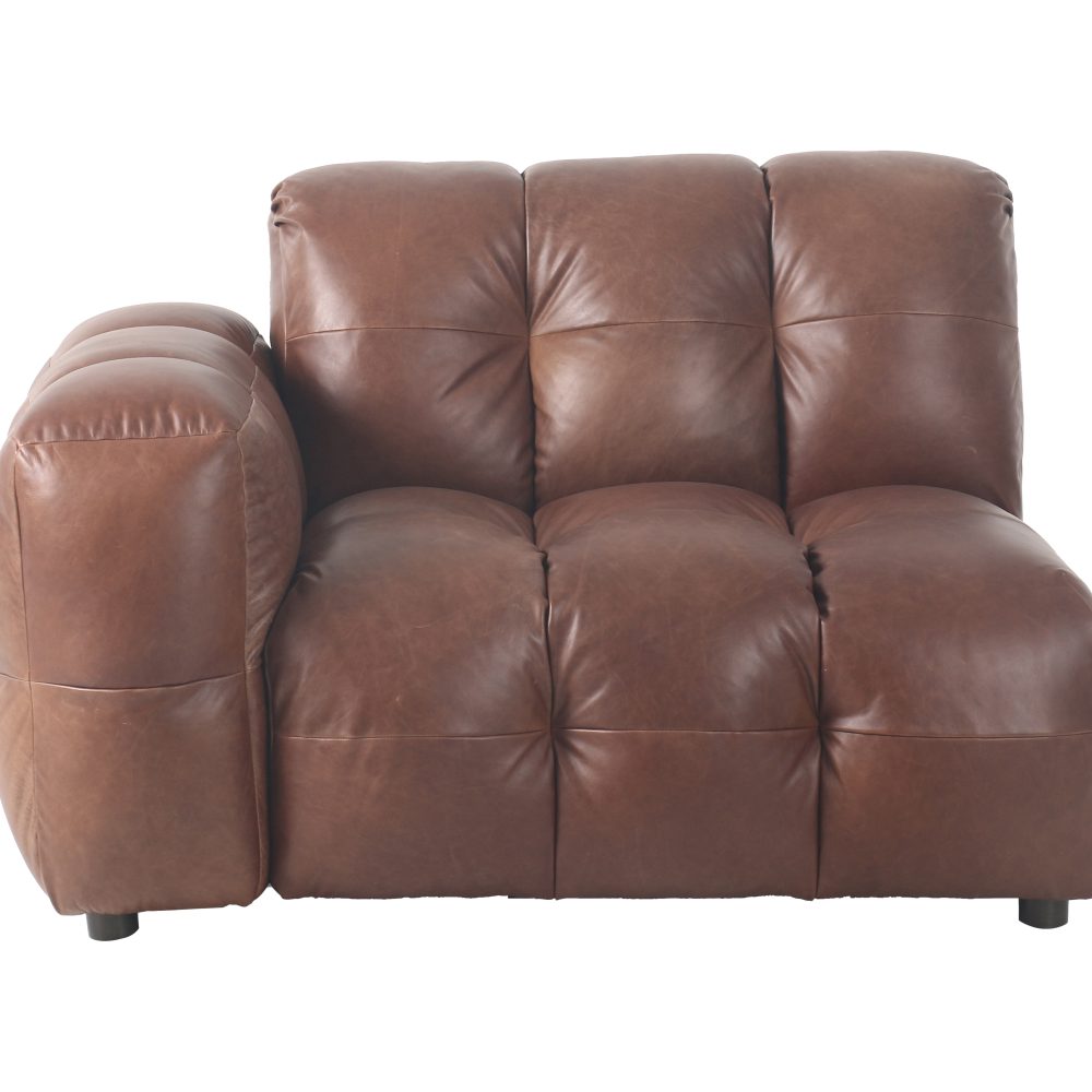 Sofa Element Hackman With Arm Left Leather Chocolate