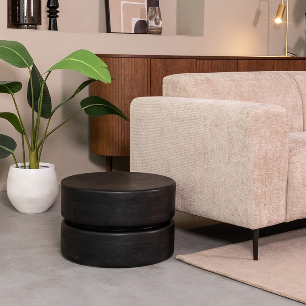 Salontafel Milly - Zwart - Mangohout - 50 cm
