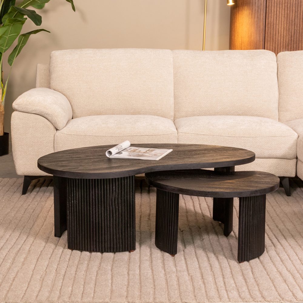 Salontafel Timon - Zwart - Mangohout - 100 cm