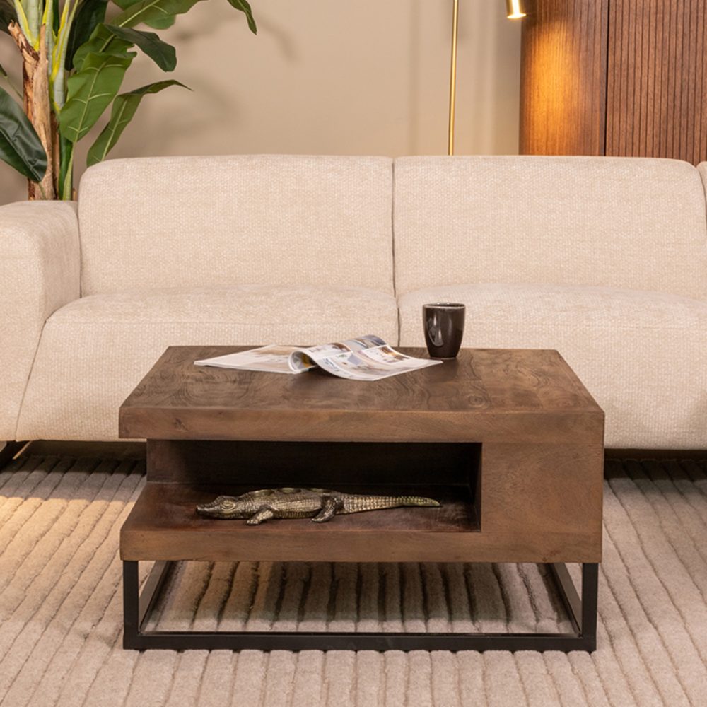 Salontafel Cube - Espresso - Mangohout - 80 cm