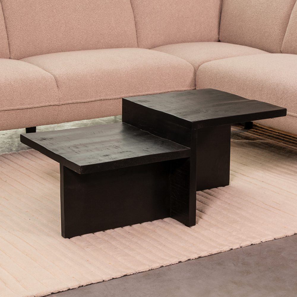 Salontafel Skip - Zwart - Mangohout - 90 cm