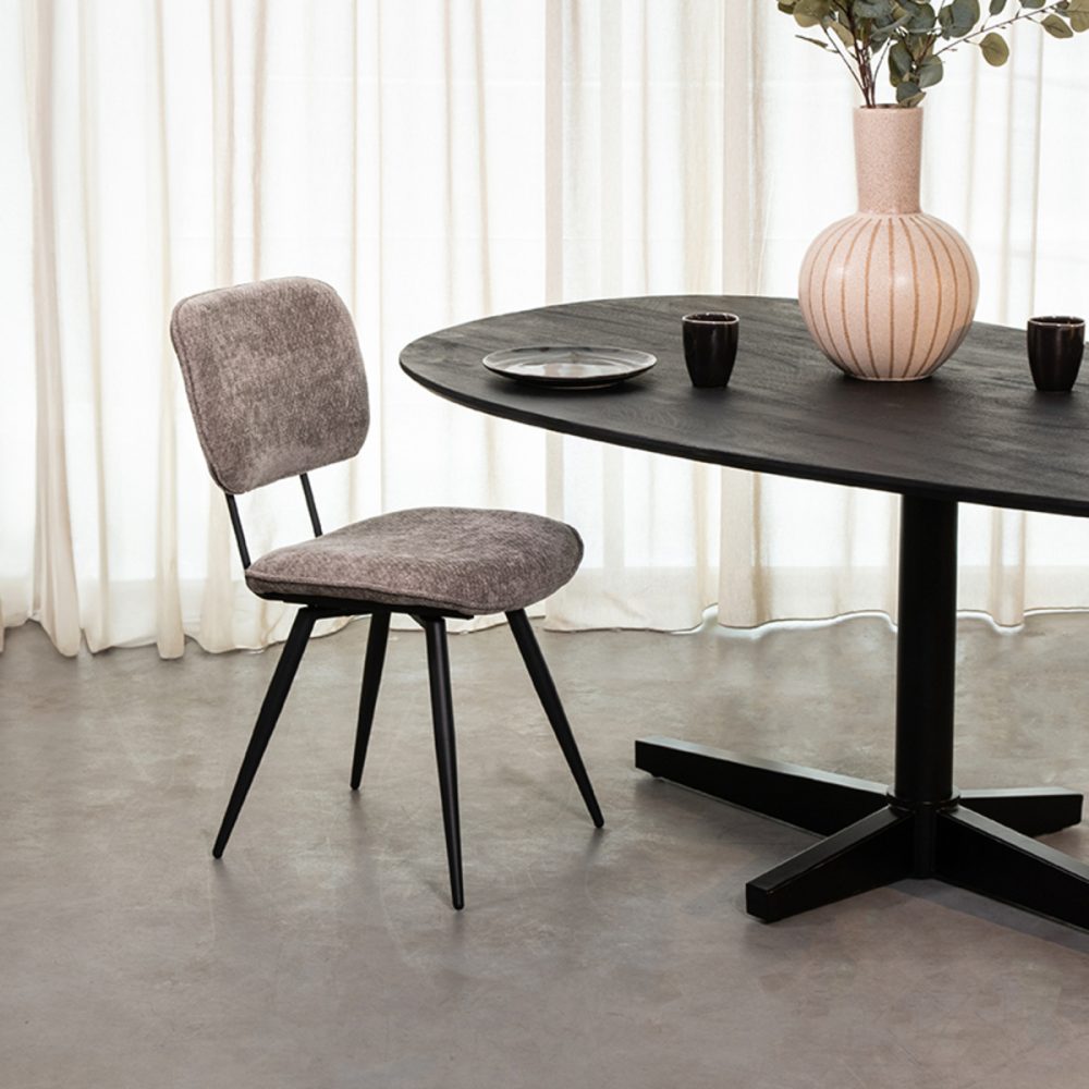 Eetkamerstoel Liva - Stone - Elite - Black Frame