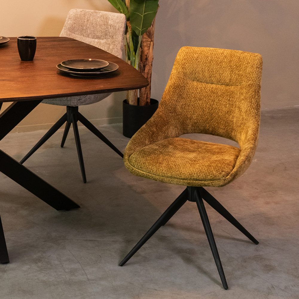 Eetkamerstoel Marlow - Mustard - Elite - Black Frame