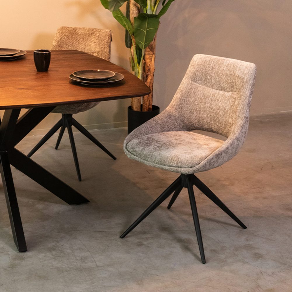 Eetkamerstoel Marlow - Stone - Elite - Black Frame
