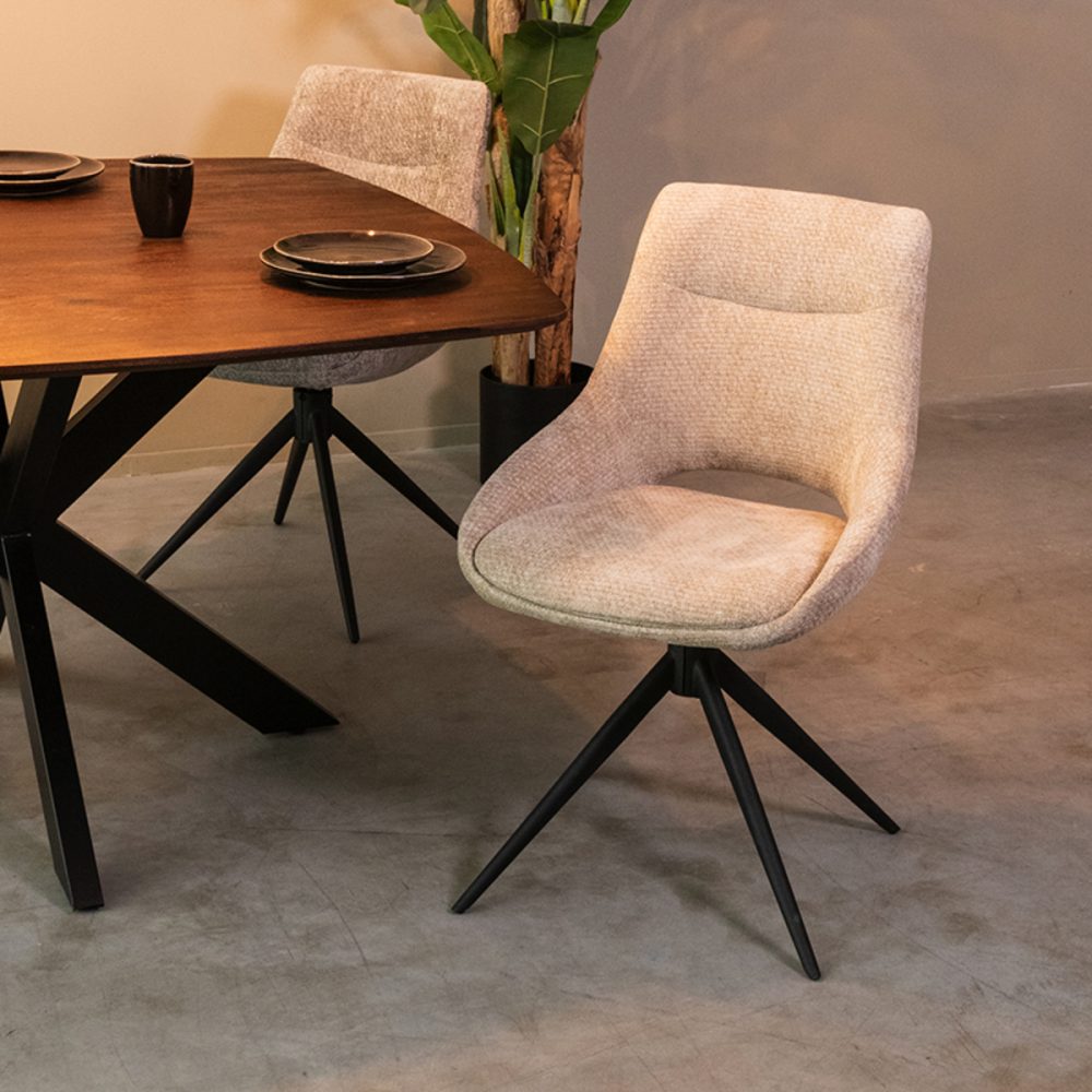 Eetkamerstoel Marlow - Clay - Elite - Black Frame