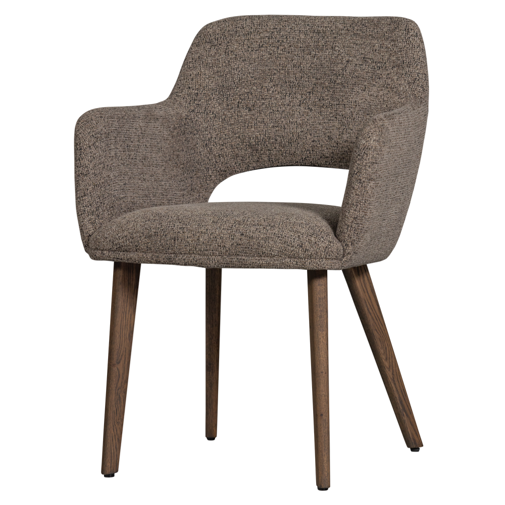 MURAT EETKAMERSTOEL TAUPE MET HOUTEN POOT DONKERBRUIN