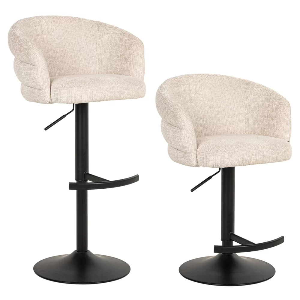 Bar/counter stoel draaibaar Nikki beige chenille (Niagara 902 beige Chenille)