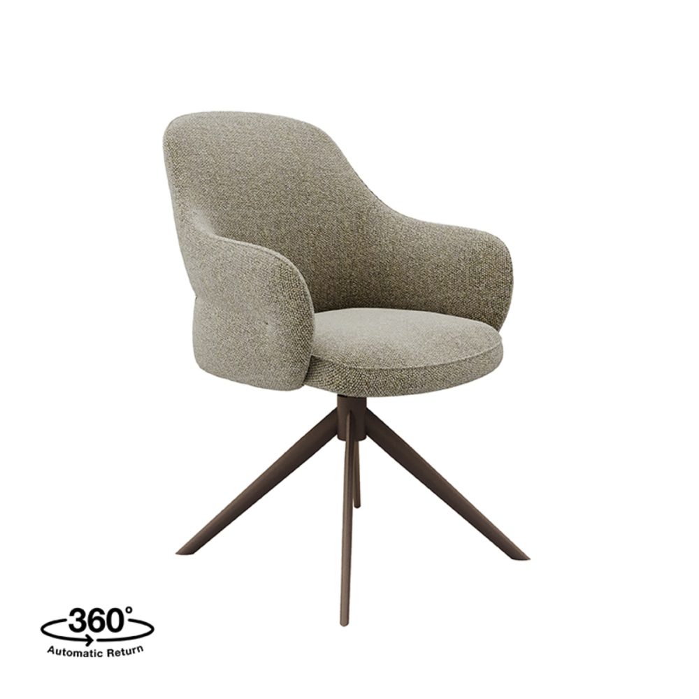 Eetkamerstoel Bern - Truffel grijs - Boucle - Bronze Frame