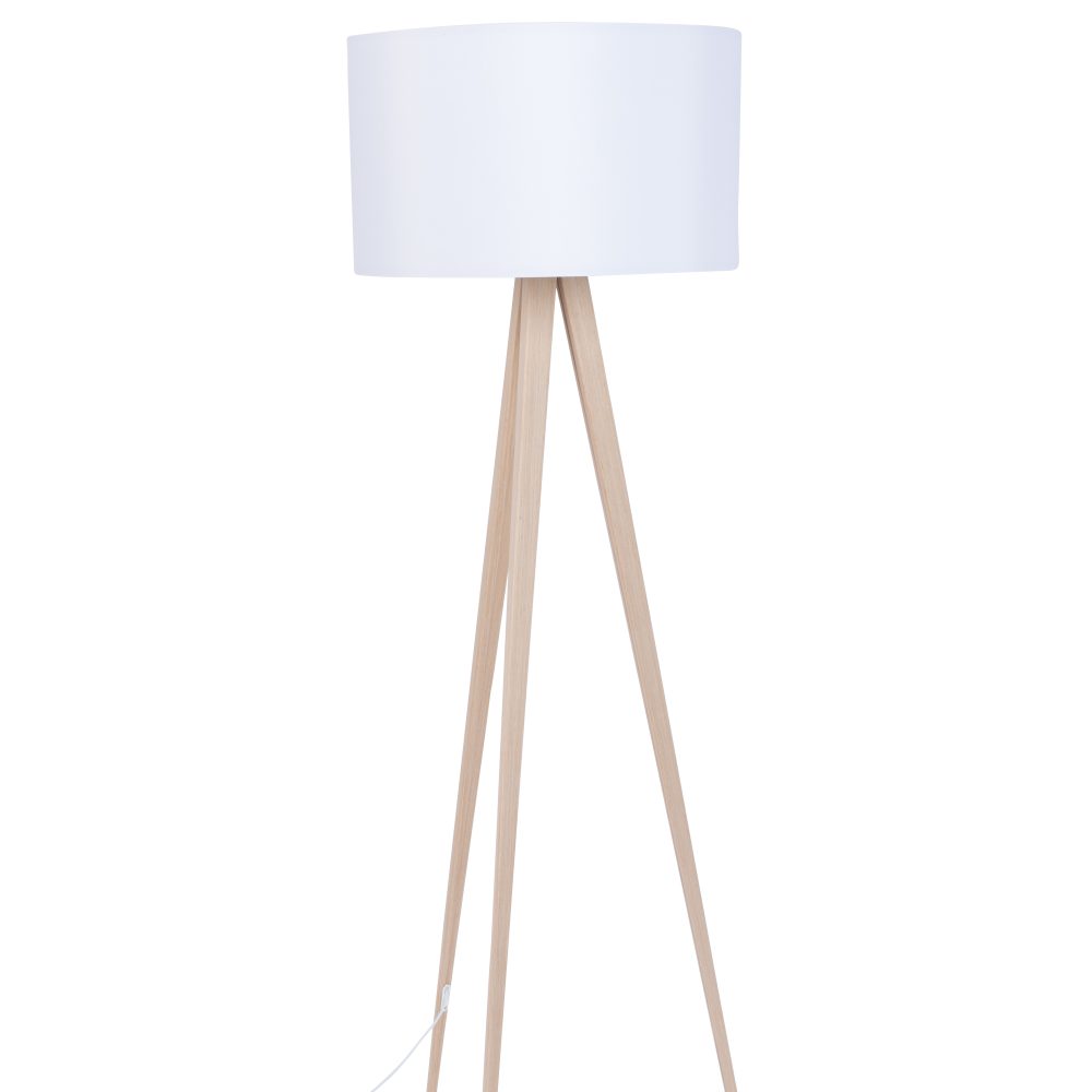 FLOOR LAMP TRIPOD WOOD WHITE