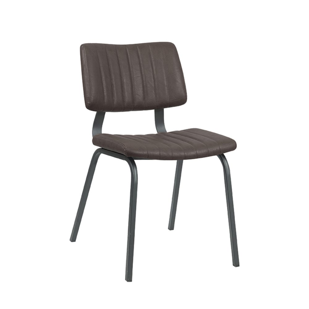 Eetkamerstoel Gusto - Donkerbruin - PU-Leder - Black Frame