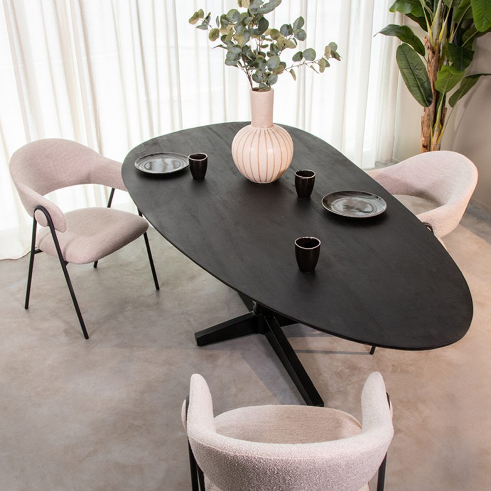 Eetkamertafel Rosie - Zwart - Mangohout - 260x110 cm
