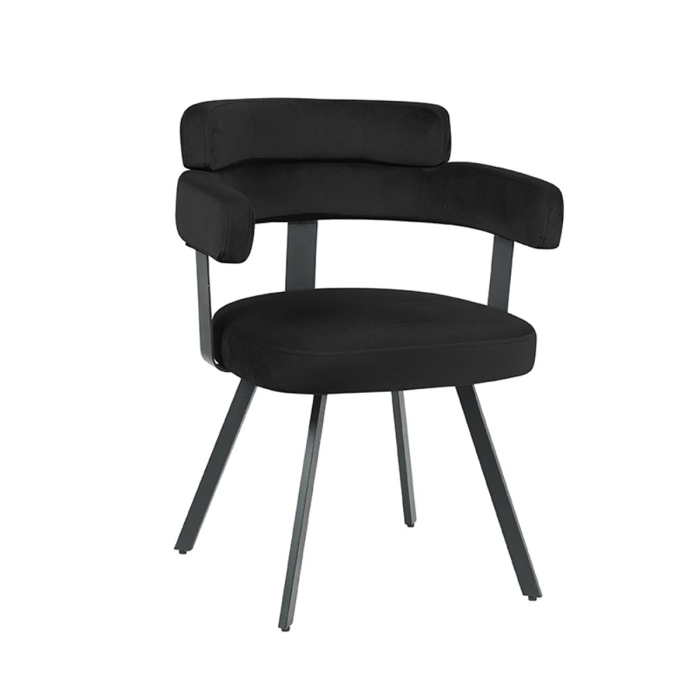 Eetkamerstoel Bardio - Zwart - Fluweel - Black Frame