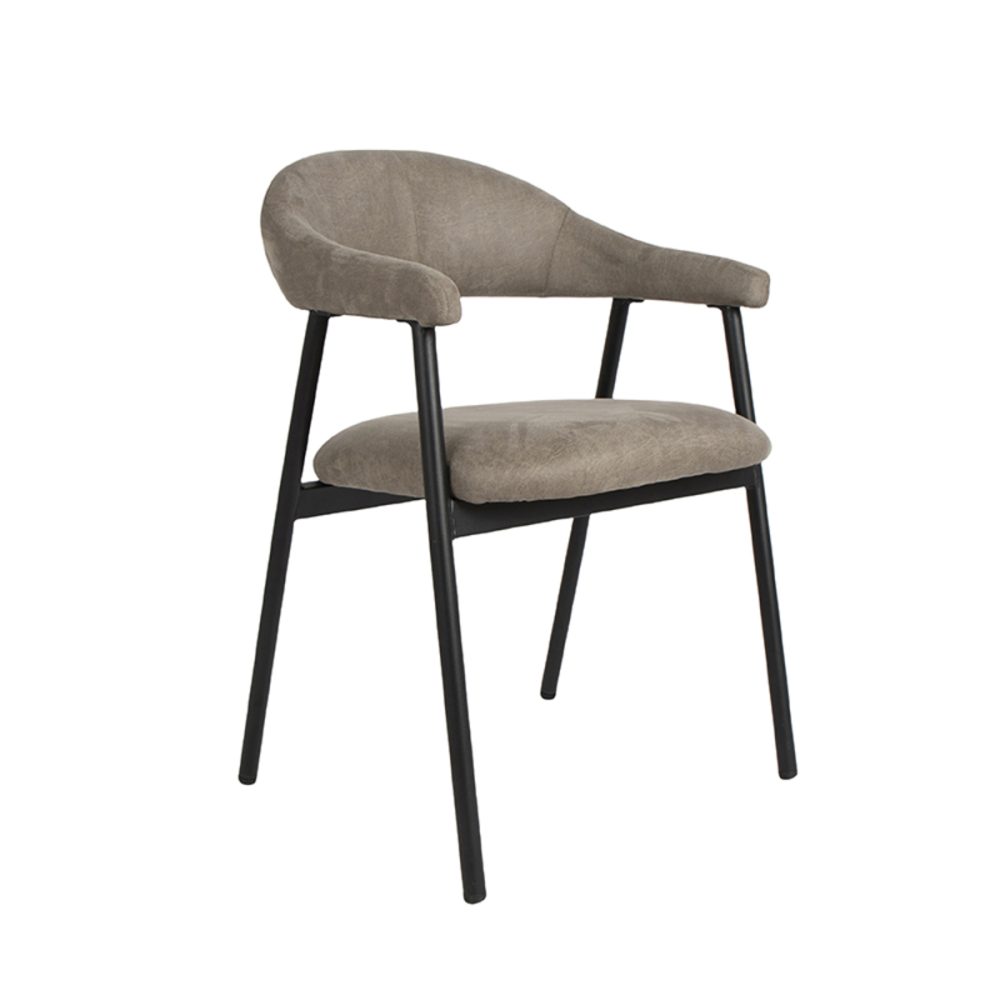Eetkamerstoel Amaze - Taupe - Micro Suede - Black Frame