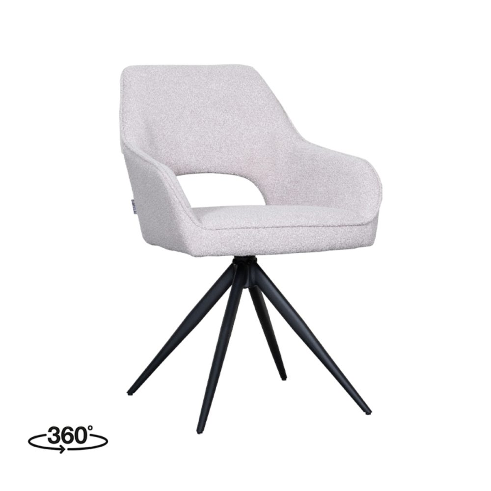 Eetkamerstoel Finley - Naturel - Boucle - Black Frame