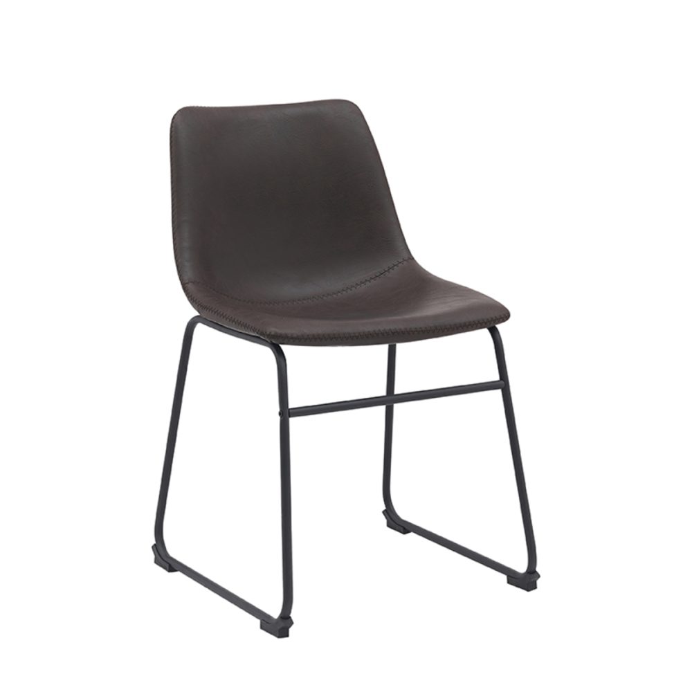 Eetkamerstoel Risto - Donkerbruin - PU-Leder - Black Frame