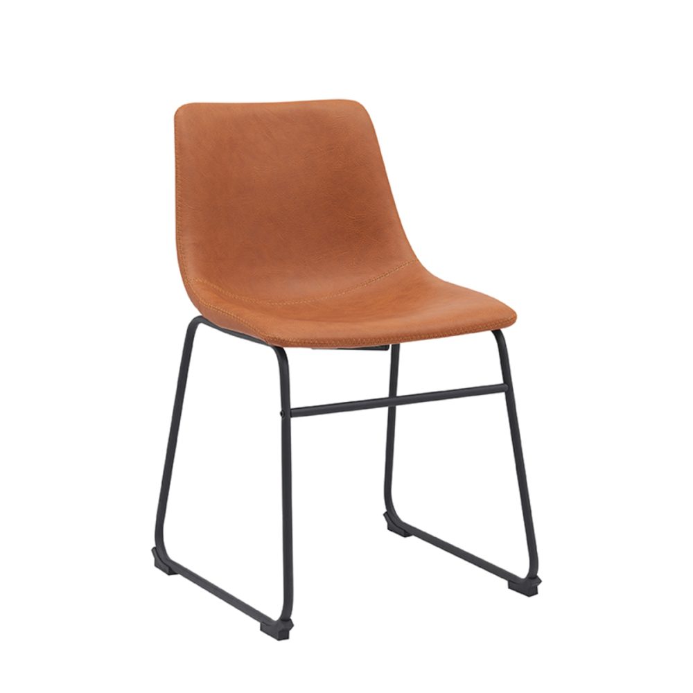 Eetkamerstoel Risto - Cognac - PU-Leder - Black Frame