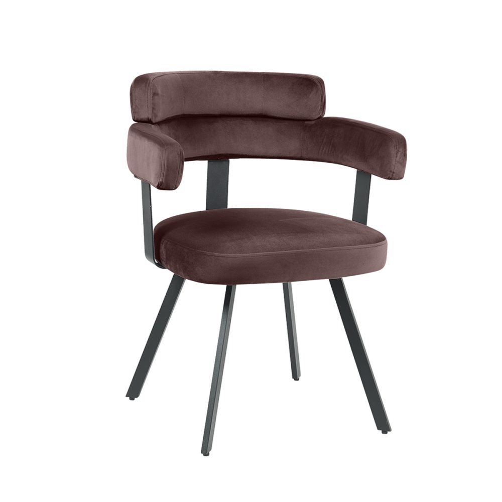 Eetkamerstoel Bardio - Taupe - Fluweel