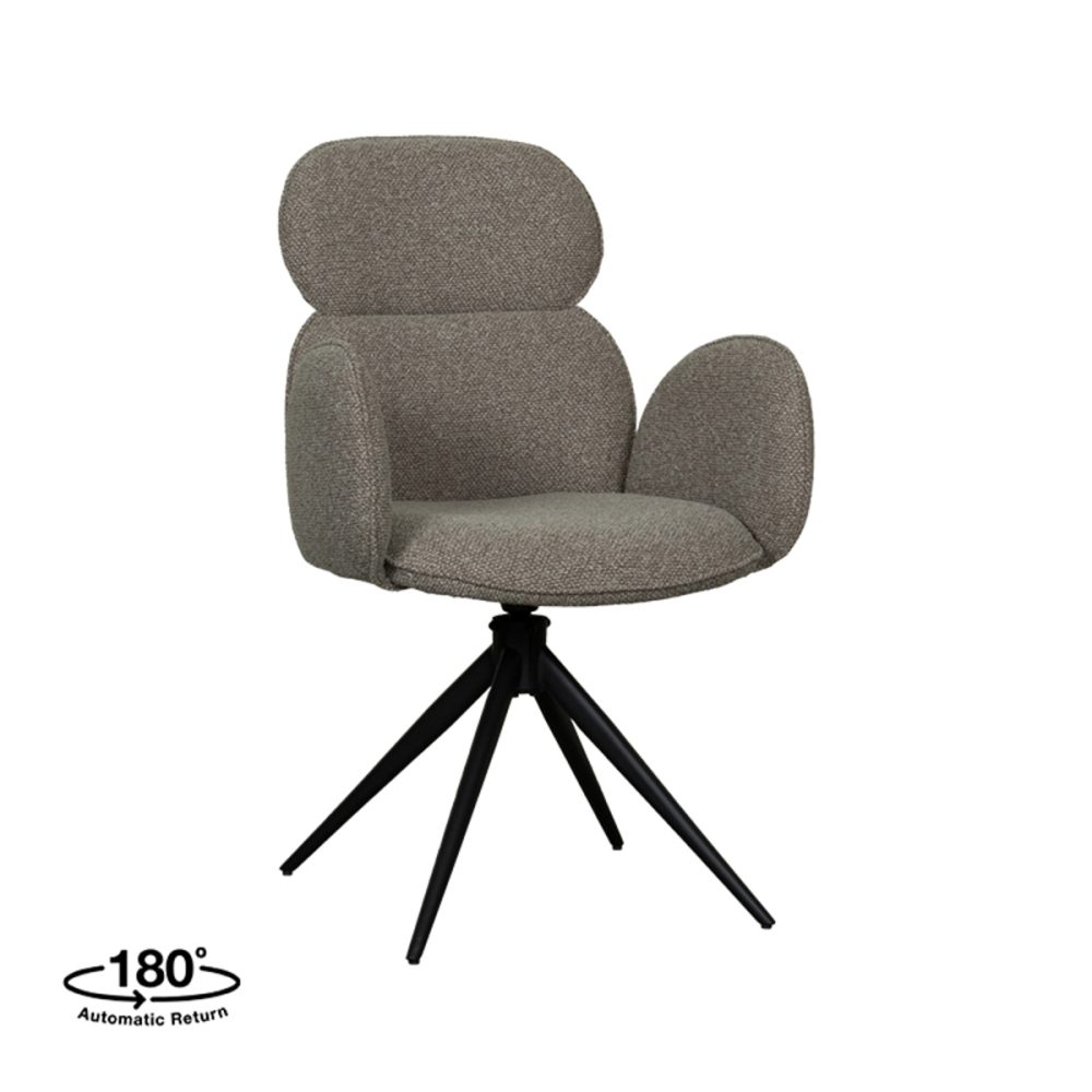 Eetkamerstoel Vidar - Truffel grijs - Boucle - Black Frame