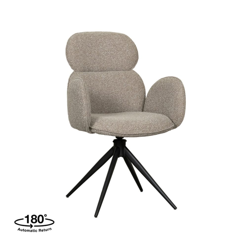Eetkamerstoel Vidar - Naturel - Boucle - Black Frame