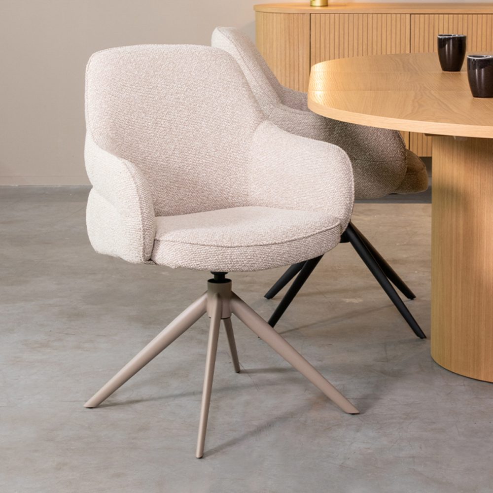 Eetkamerstoel Bern - Naturel - Boucle - Taupe Frame