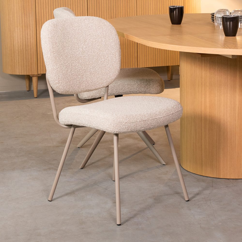 Eetkamerstoel Singapore - Naturel - Boucle - Taupe Frame