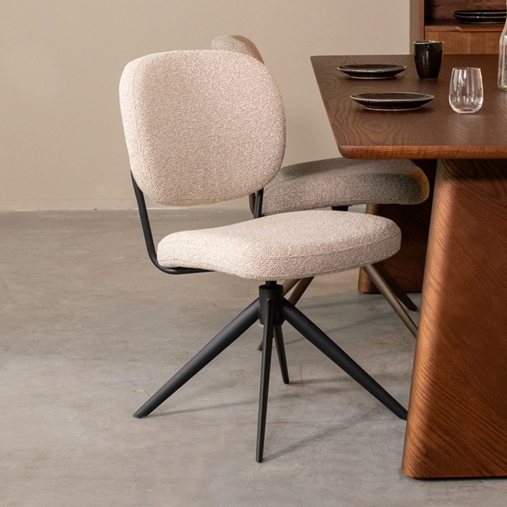 Eetkamerstoel Geneva - Naturel - Boucle - Black Frame