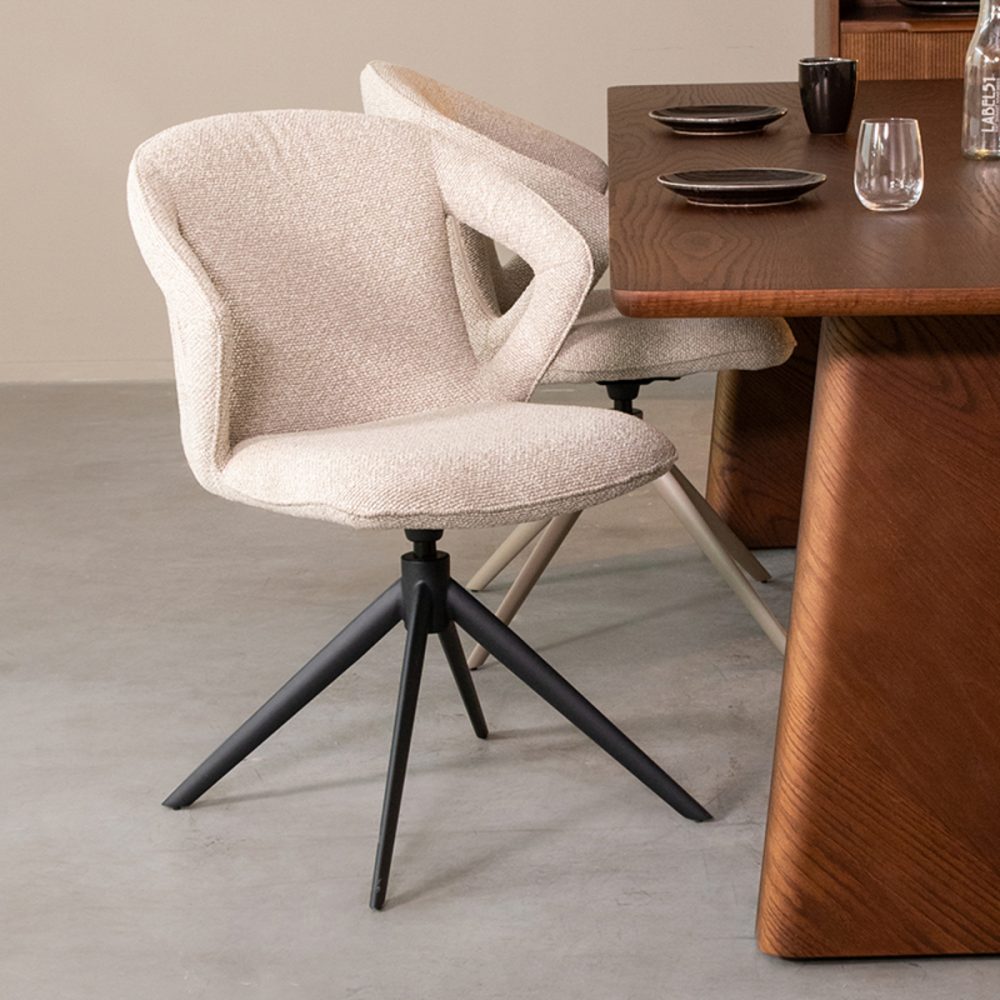Eetkamerstoel Zurich - Naturel - Boucle - Black Frame