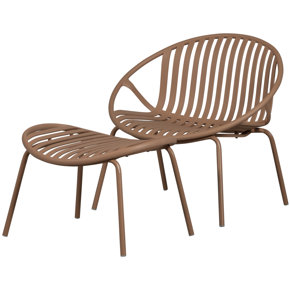 BRUCE TUIN FAUTEUIL + HOCKER PP/METAAL ZALM ROZE