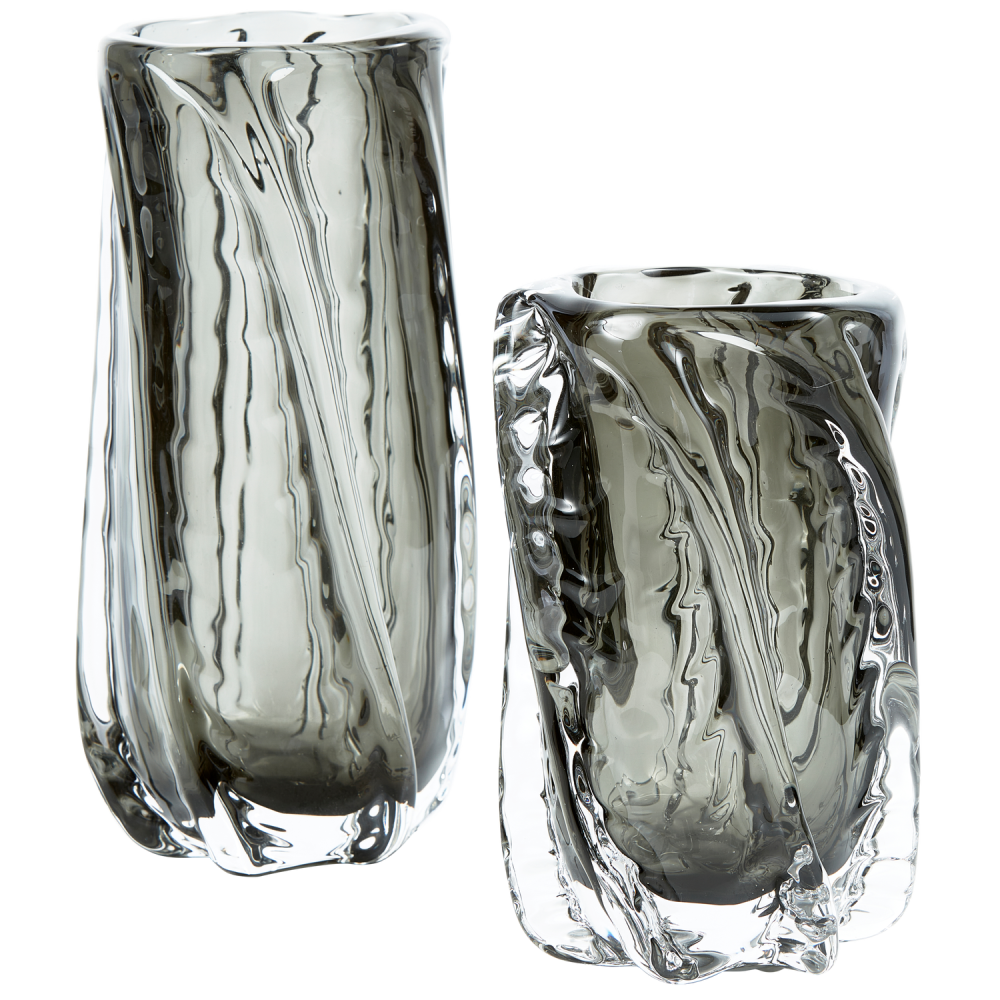PARAGON HANDGEVORMDE VAAS GLAS ANTRACIET 27x12CM
