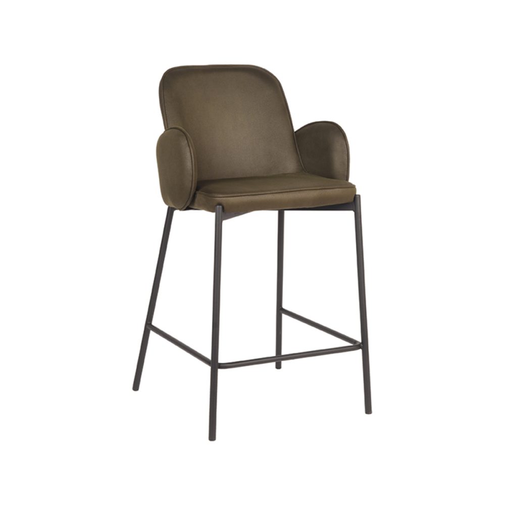 D-MAXX Barkruk Jari - Army green - Microfiber - Zithoogte 65