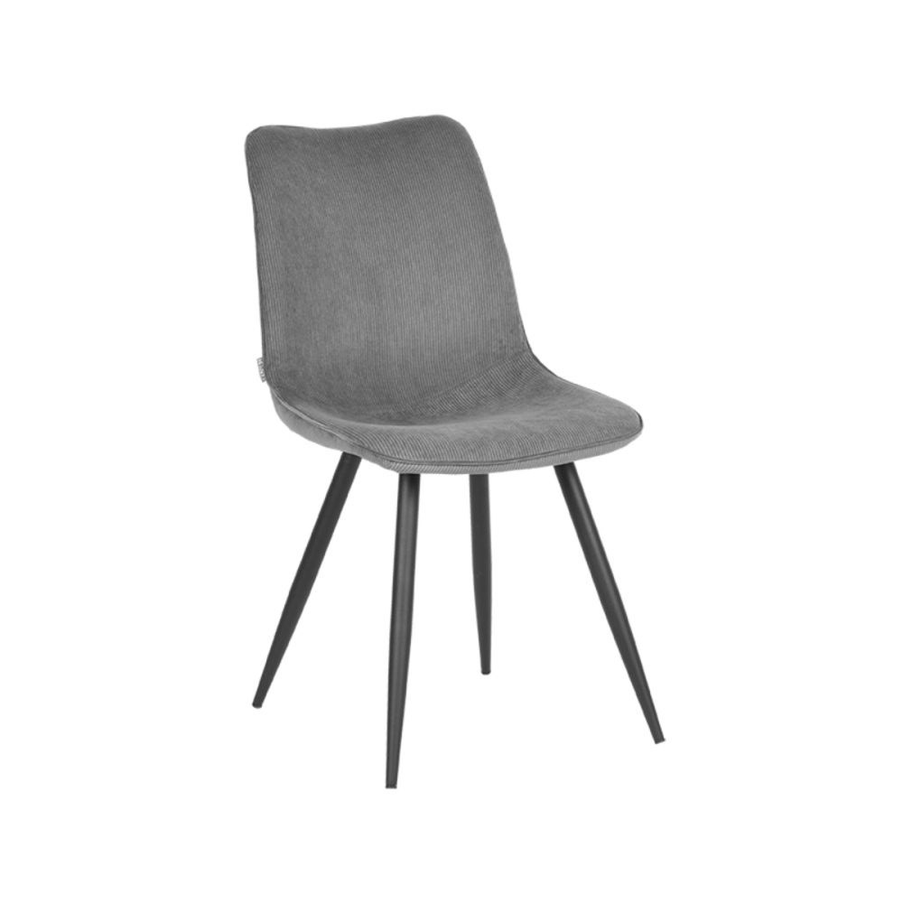 Eetkamerstoel Jort - Donkergrijs - Ribcord - Black Frame