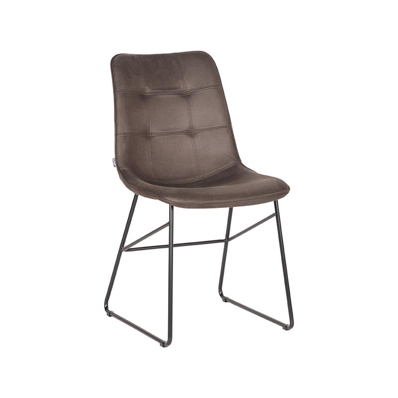 Eetkamerstoel Slim - Antraciet - Microfiber - Black Frame
