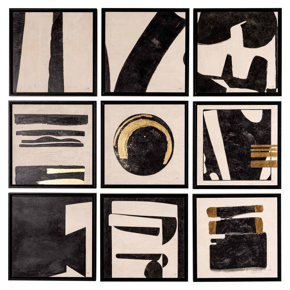 Wall art Gabri set van 9 (Black/white)