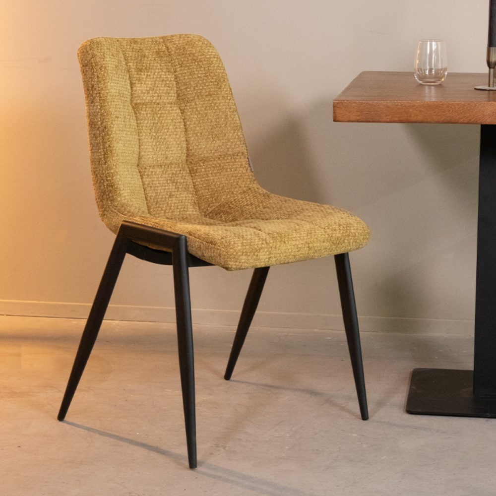 Eetkamerstoel Noor - Mustard - Elite - Black Frame