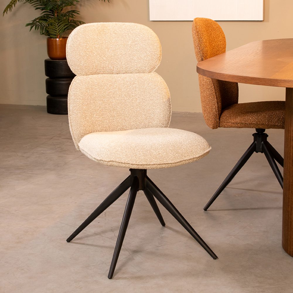 Eetkamerstoel Finn - Naturel - Boucle - Black Frame