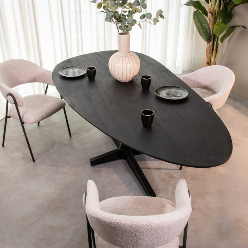 Eetkamertafel Rosie - Zwart - Mangohout - 180x100 cm