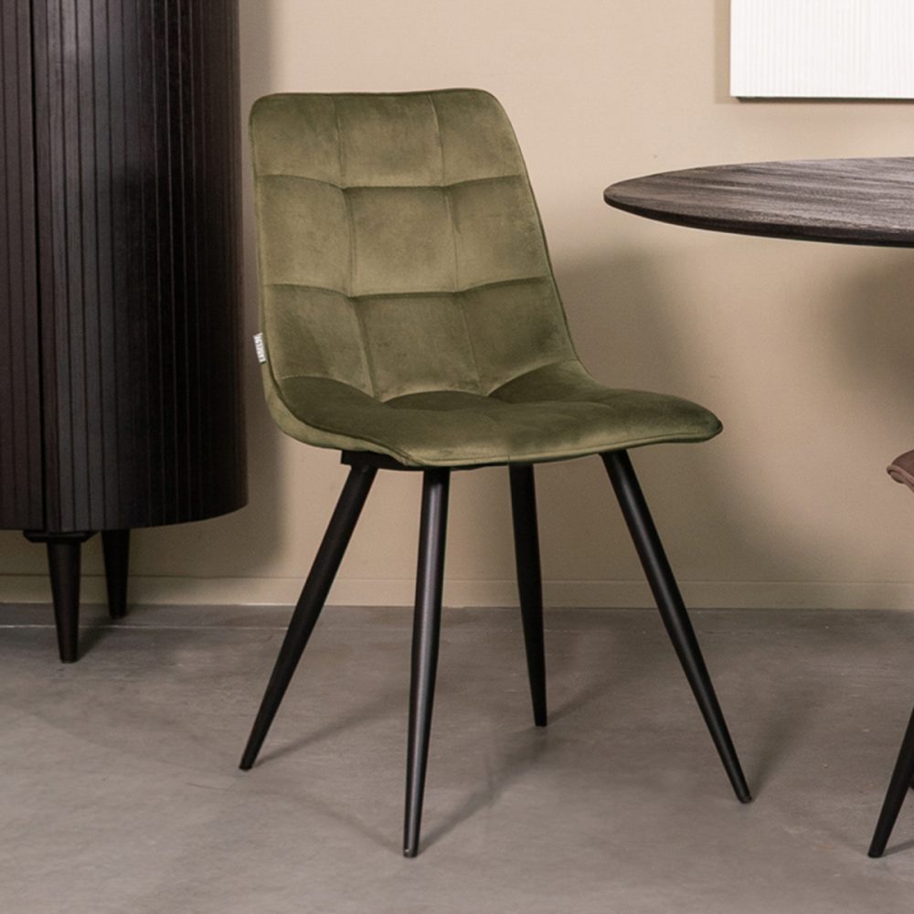 Eetkamerstoel Bistro - Hunter - Fluweel - Black Frame