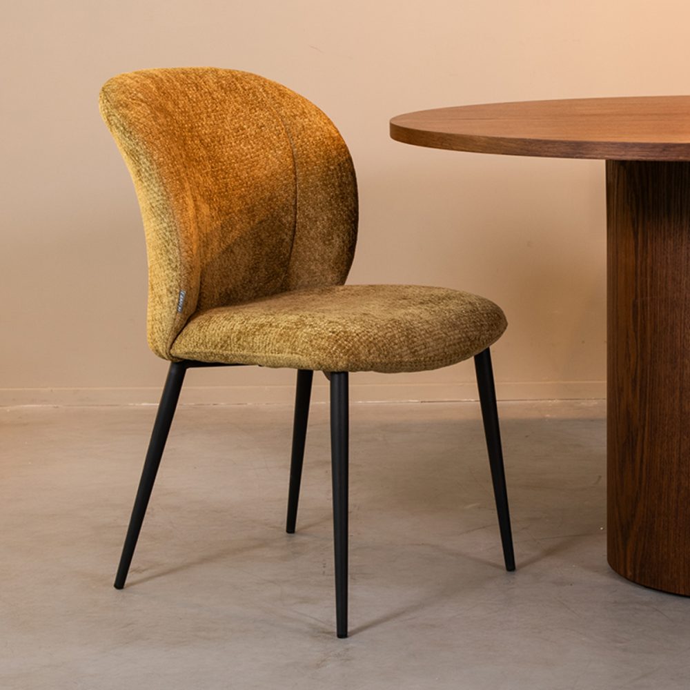 Eetkamerstoel Vino - Mustard - Elite - Black Frame