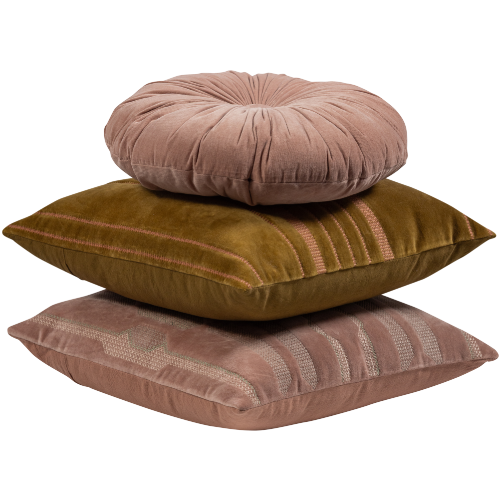 FEIS KUSSENS VELVET ROZE/NATUREL - SET VAN 3