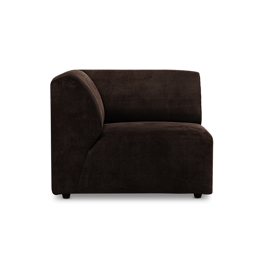 Jax couch: element left corner, royal velvet, espresso