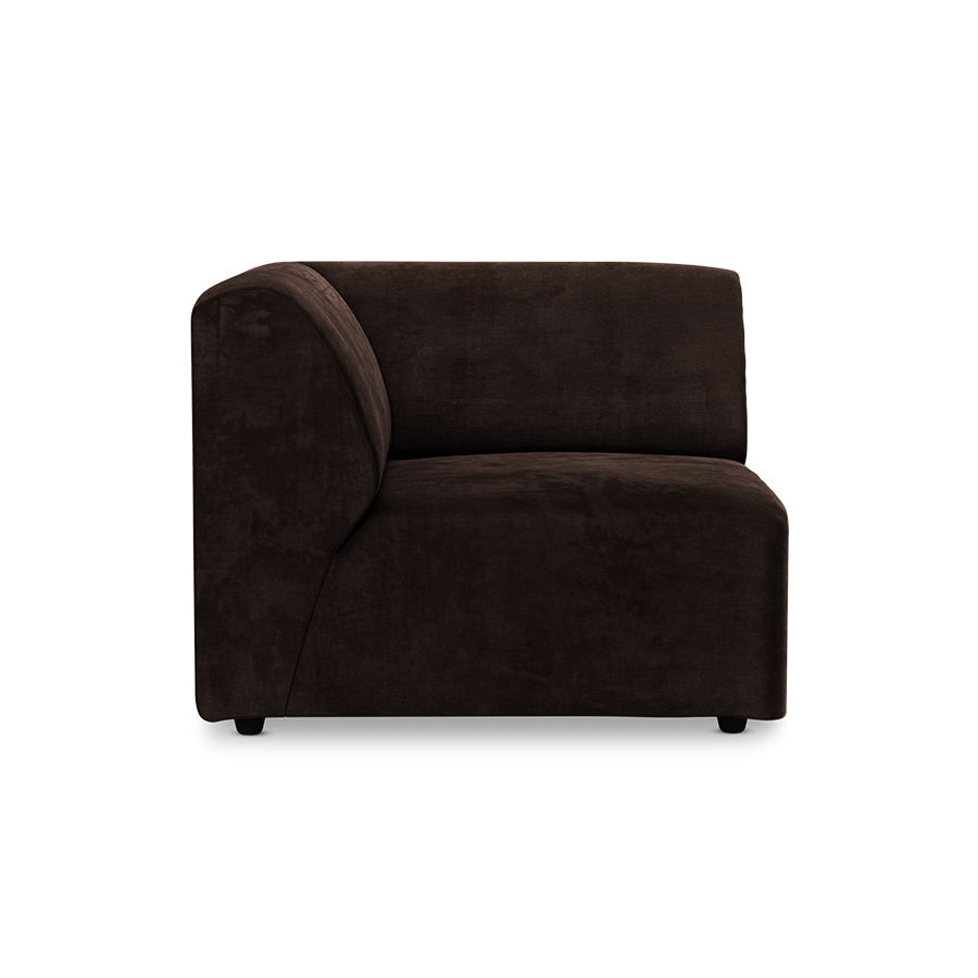 Jax couch: element left end, royal velvet, espresso