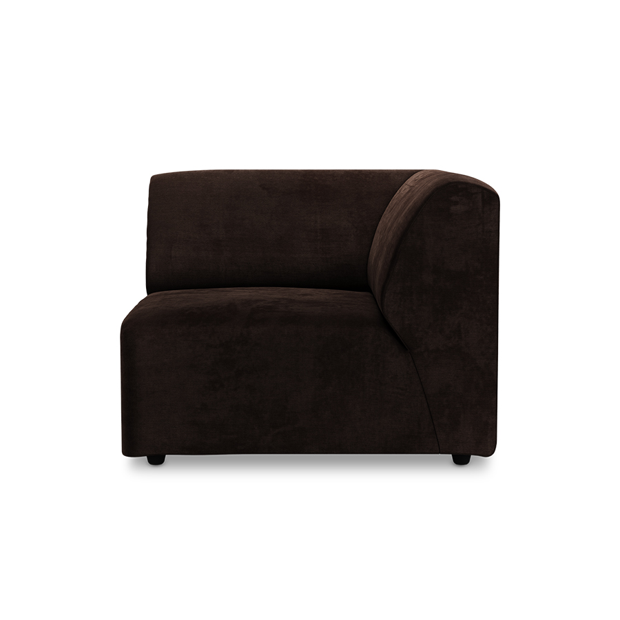 Jax couch: element right end, royal velvet, espresso