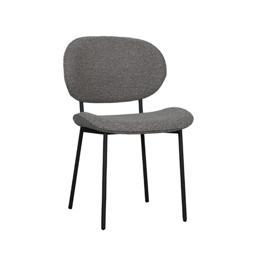 Eetkamerstoel Senn - Truffel grijs - Boucle - Black Frame