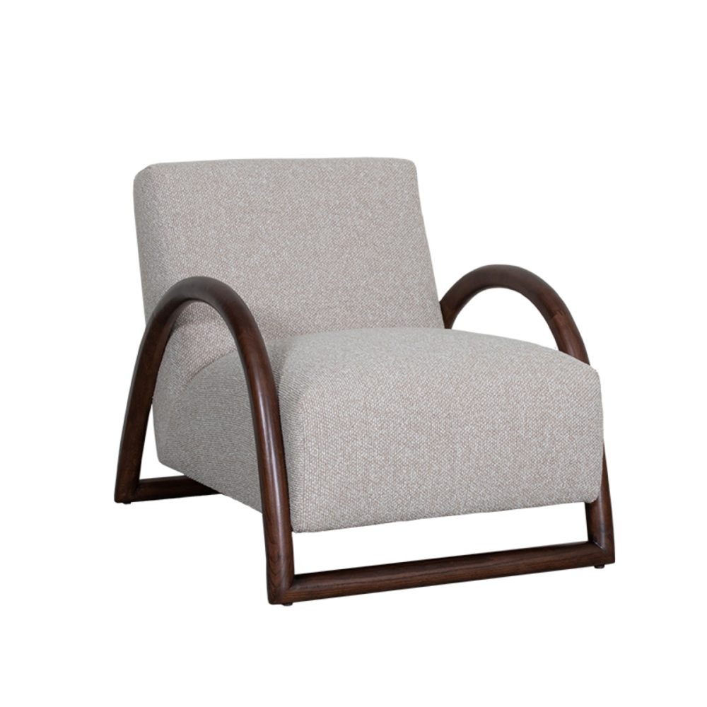 Fauteuil Viggo - Naturel - Boucle - Walnoot onderstel