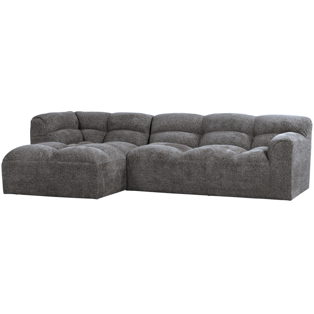 TIBAS CHAISE LONGUE LINKS GEWEVEN STOF GRIJS