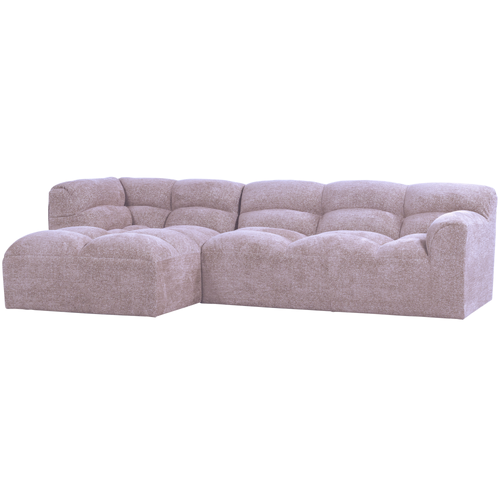 TIBAS CHAISE LONGUE LINKS GEWEVEN STOF WARM LILA